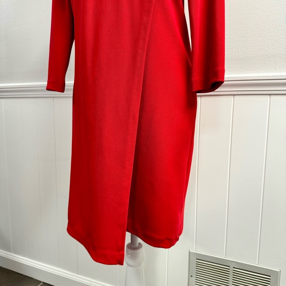 Boston Proper Mock Neck Long Sleeve Drape Front Dress Beyond Travel Red Small S - Picture 5 of 13